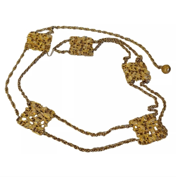 Vintage Modernist Brutalist Plate Chain Belt - Picture 11 of 11